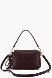 Γυναικεία τσάντα ώμου-χιαστί με τρουκς σκούρο καφέ La Carrie