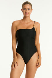 Γυναικείο Ολόσωμο μαγιό με έναν ώμο μαύρο Sea Level