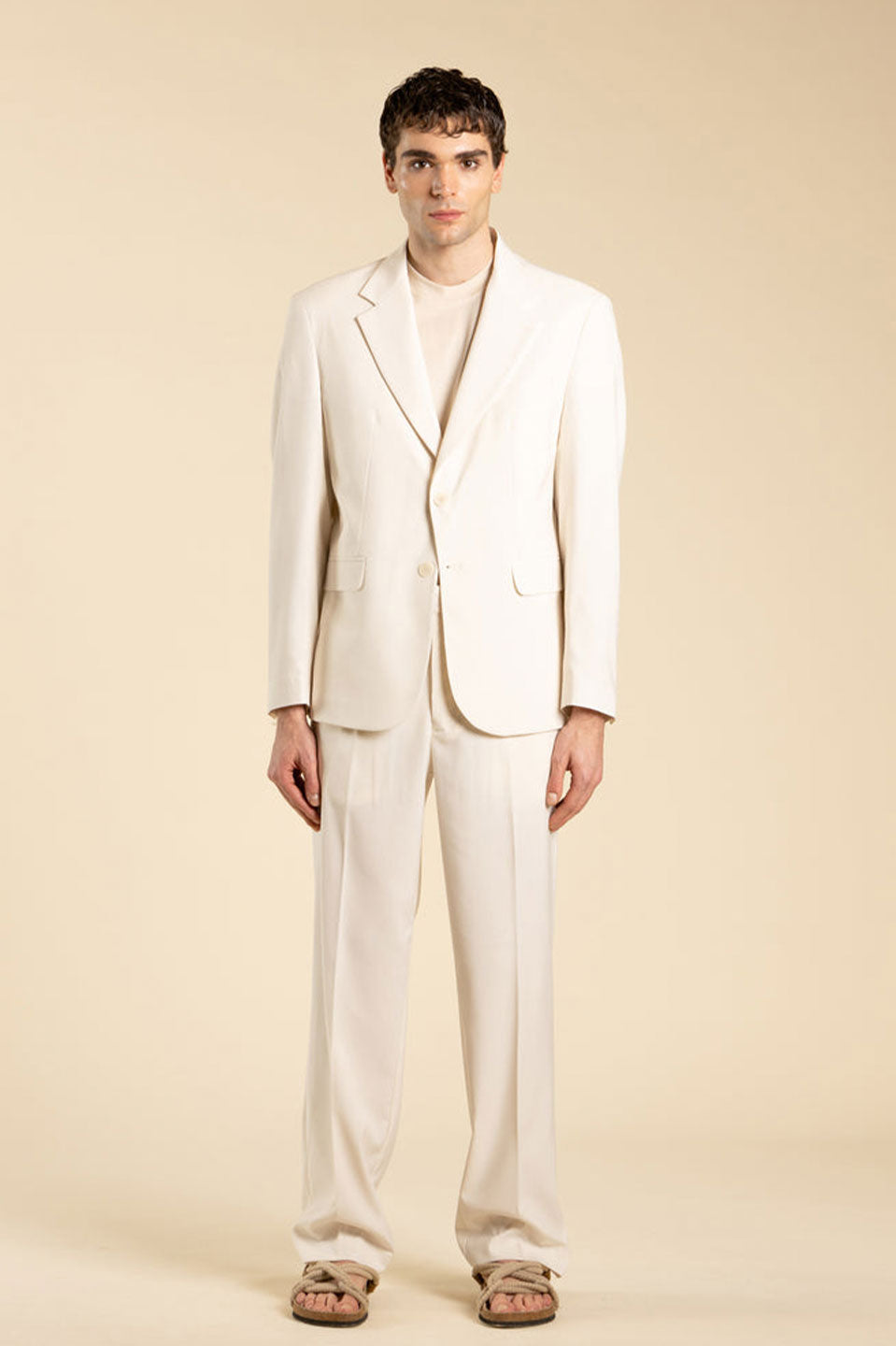 Ανδρικό Σακάκι σε κανονική γραμμή λινό μπεζ I'M BRIAN