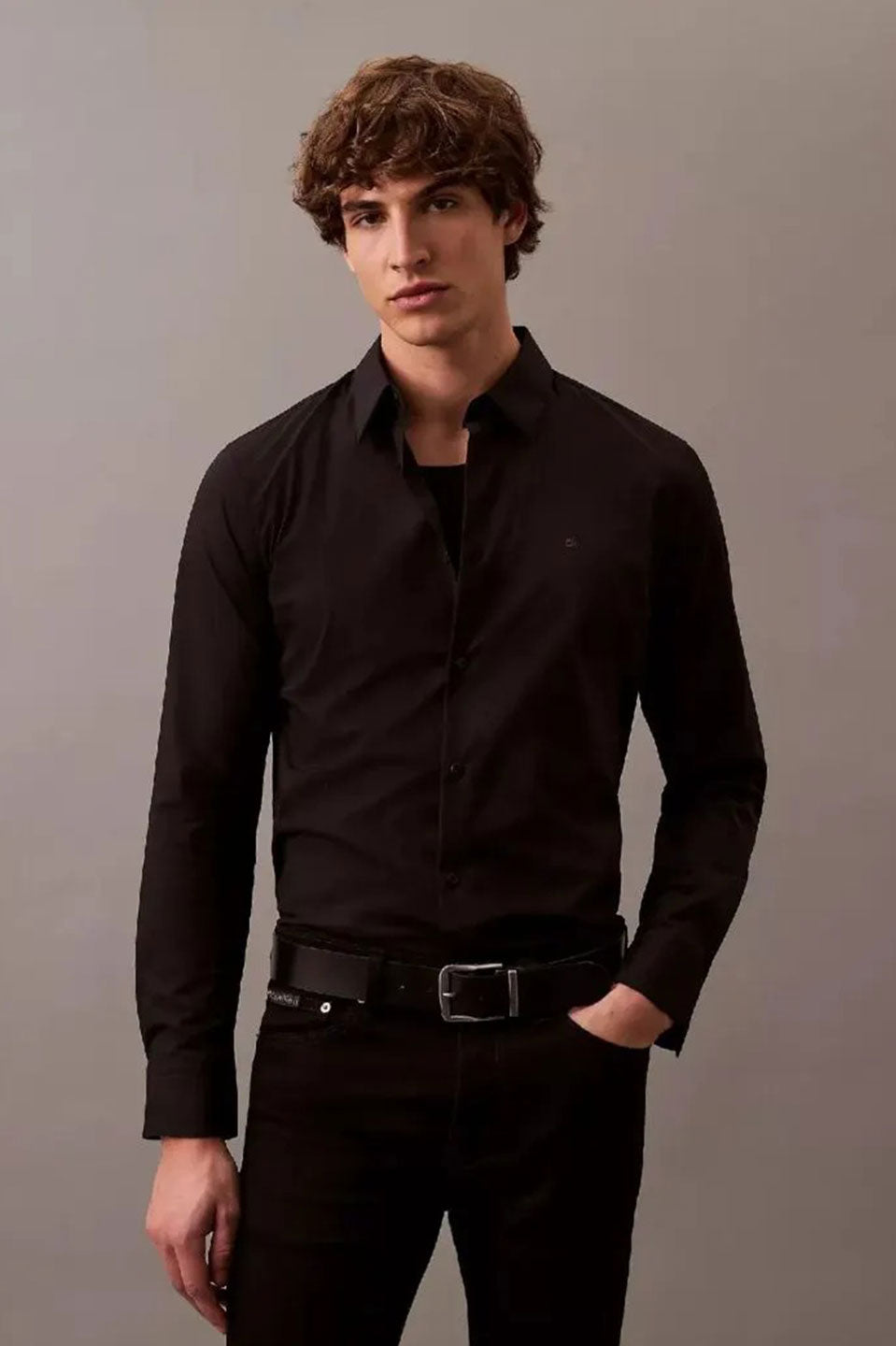 Ανδρικό πουκάμισο slim fit μαύρο LV04LB145GUB1 Calvin Klein