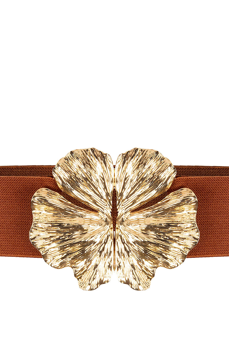 Γυναικεία Ελαστική ζώνη με μεταλλική αγκράφα λουλούδι καφέ Rinascimento