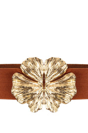 Γυναικεία Ελαστική ζώνη με μεταλλική αγκράφα λουλούδι καφέ Rinascimento