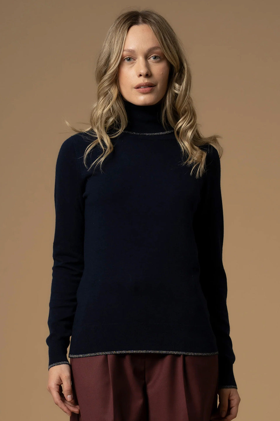 Γυναικεία μπλούζα πλεκτή ζιβάγκο μπλε Kocca