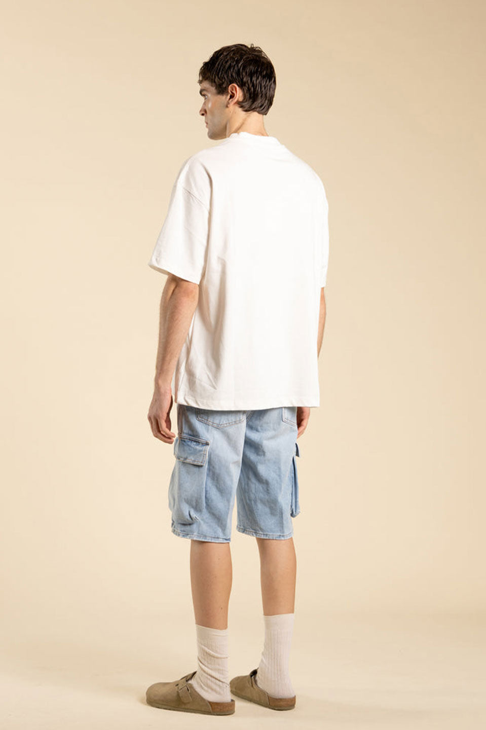 Ανδρική Κοντομάνικη μπλούζα σε φαρδιά γραμμή λευκή I'M BRIAN