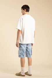 Ανδρική Κοντομάνικη μπλούζα σε φαρδιά γραμμή λευκή I'M BRIAN