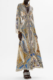 Γυναικείο Maxi kimono dress εμριμέ 00034430-MMYMOSAC Camilla