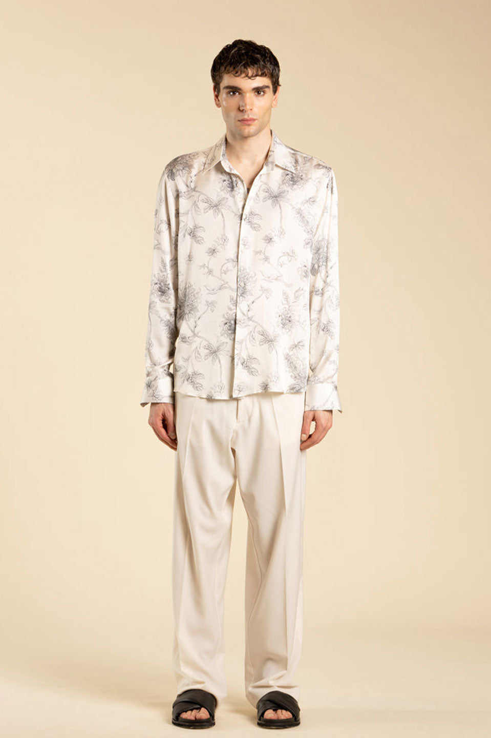 Ανδρικό Πουκάμισο εμπριμέ φλοράλ μπεζ I'M BRIAN