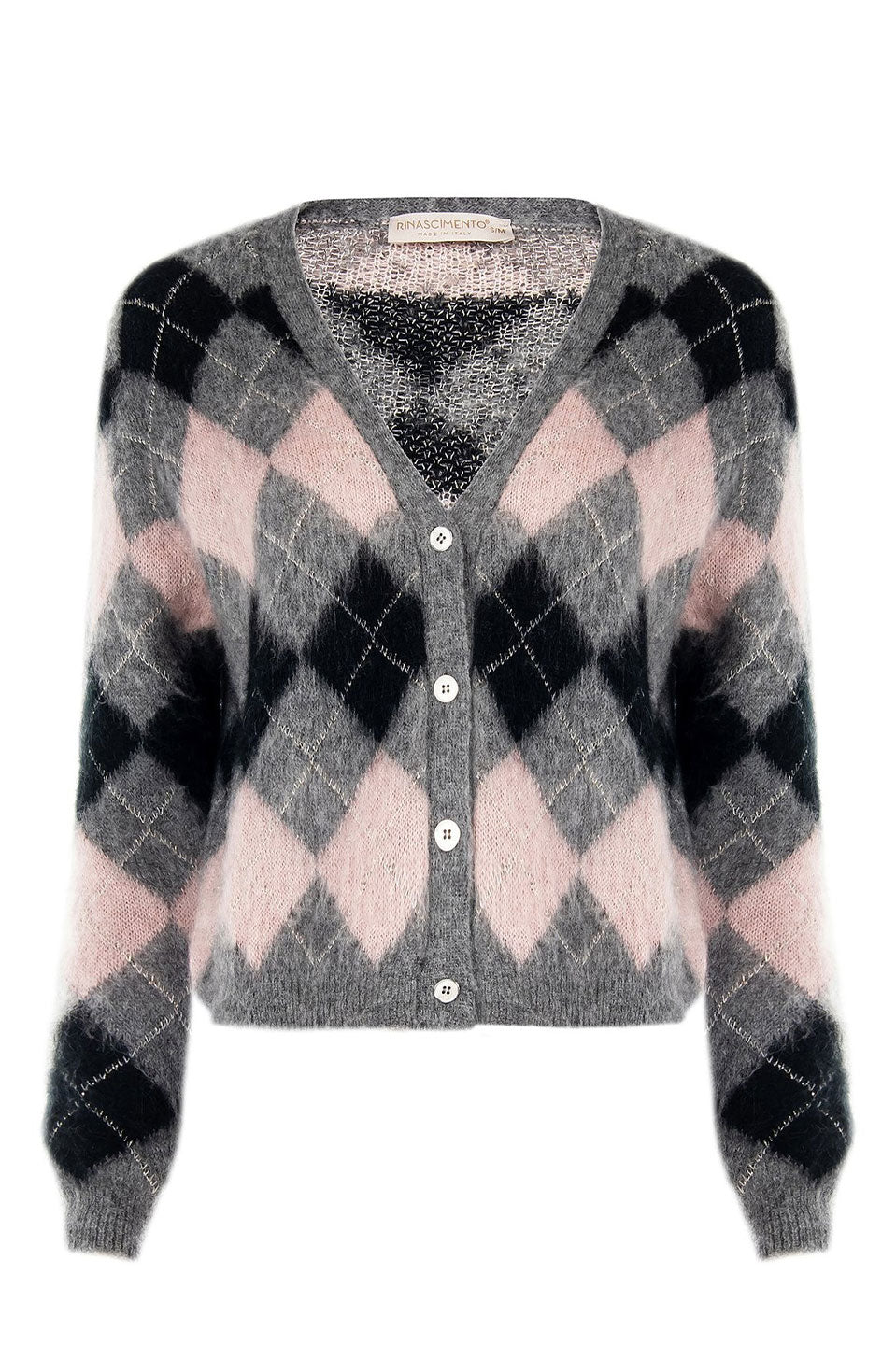 Γυναικεία ζακέτα πλεκτή ροζ-γκρι Rinascimento