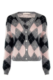 Γυναικεία ζακέτα πλεκτή ροζ-γκρι Rinascimento