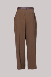 Γυναικείο παντελόνι με ζώνη καφέ Tensione In