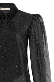 Γυναικεία μπλούζα ημιδιάφανη με φιόγκο μαύρη Rinascimento