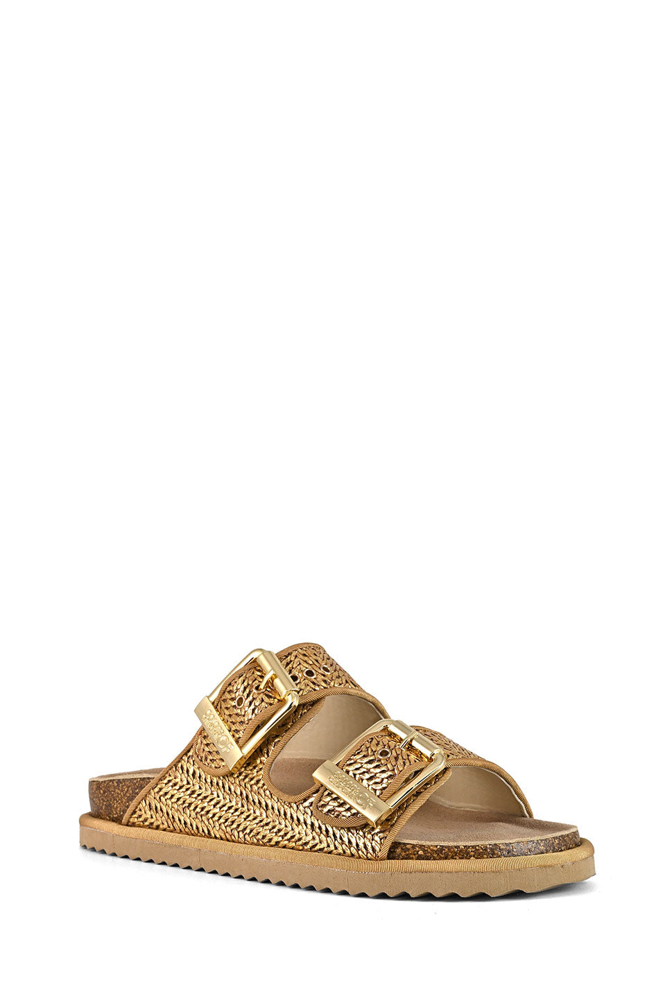 Γυναικεία πέδιλα με διπλά λουράκια raffia ταμπά Colors of California