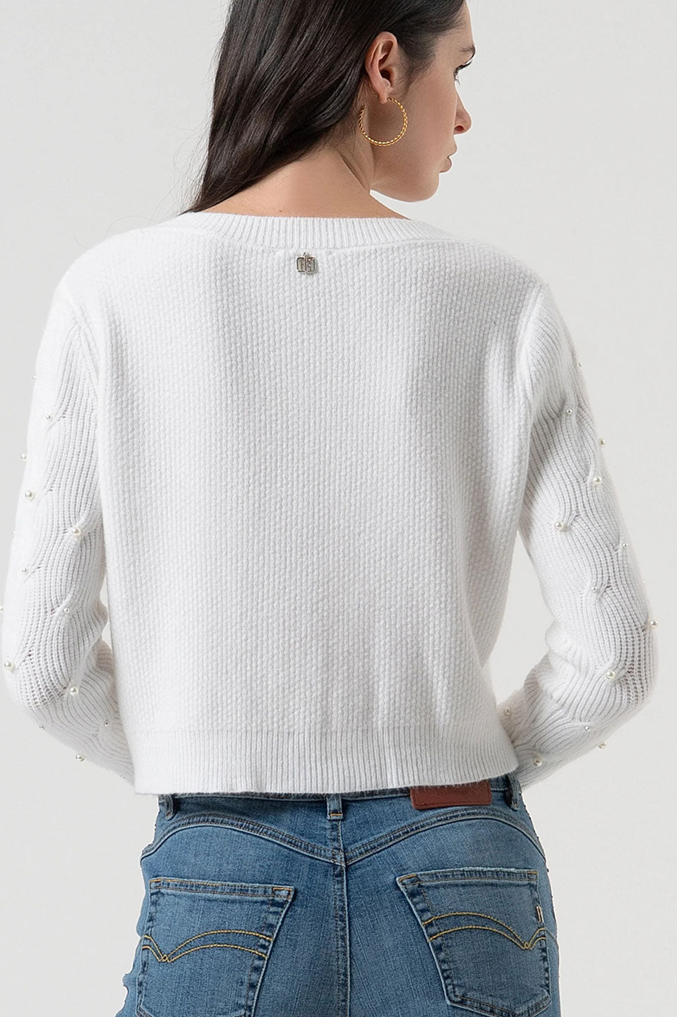 Γυναικεία ζακέτα με λεπτομέρειες cream Fracomina