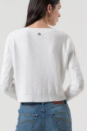 Γυναικεία ζακέτα με λεπτομέρειες cream Fracomina