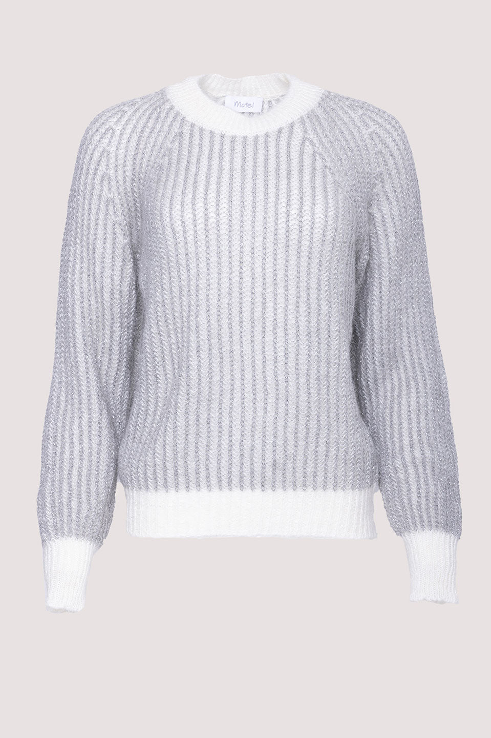 Γυναικεία μπλούζα πλεκτή γκρι-λευκό Motel