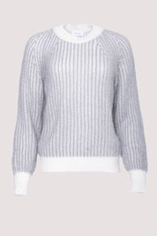 Γυναικεία μπλούζα πλεκτή γκρι-λευκό Motel