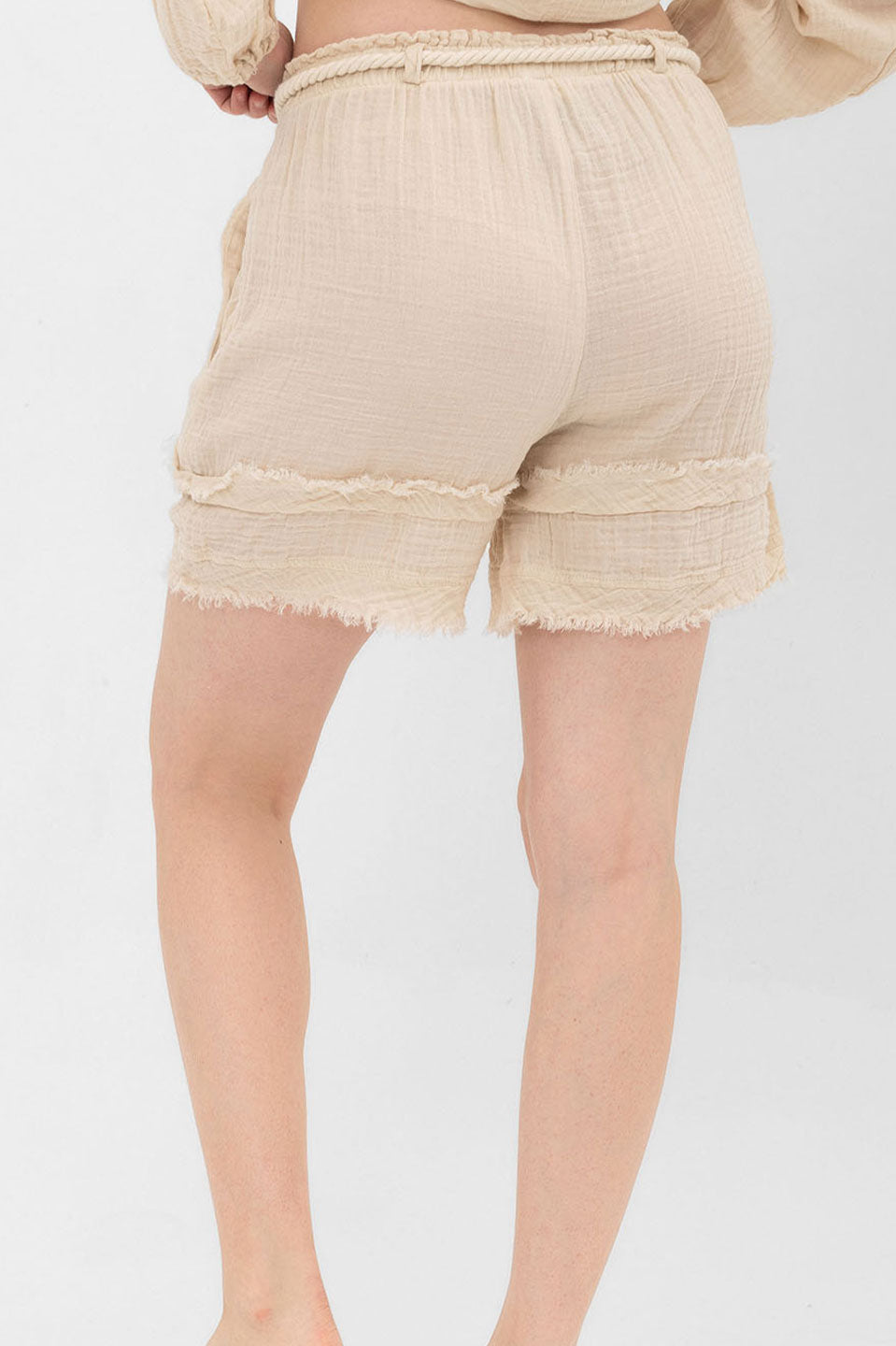 Γυναικείο Σορτς αέρινο γάζα natural Blanca