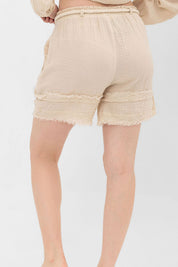 Γυναικείο Σορτς αέρινο γάζα natural Blanca