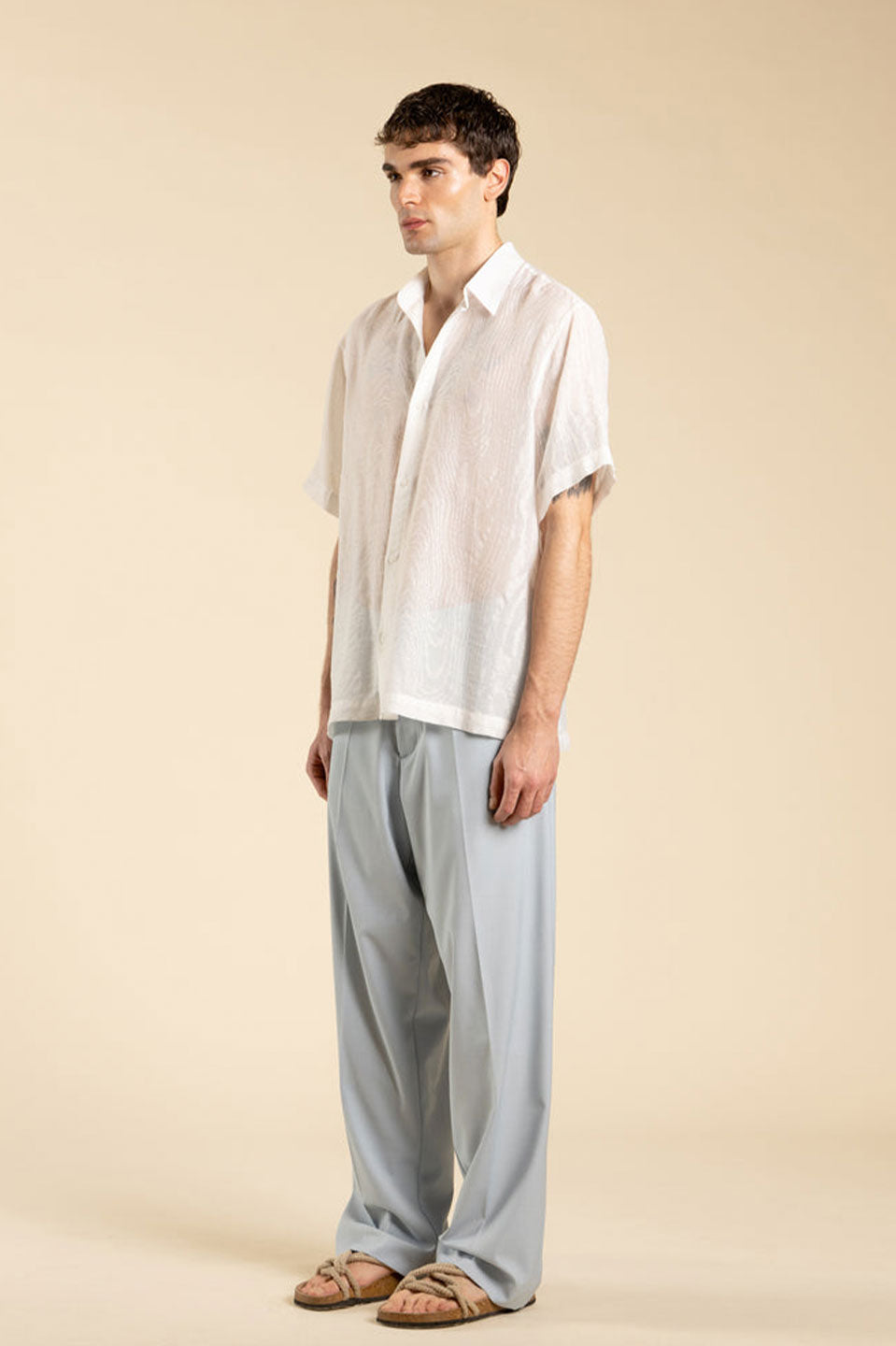 Ανδρικό Κονομάνικο πουκάμισο ημιδιάφανο λευκό I'M BRIAN