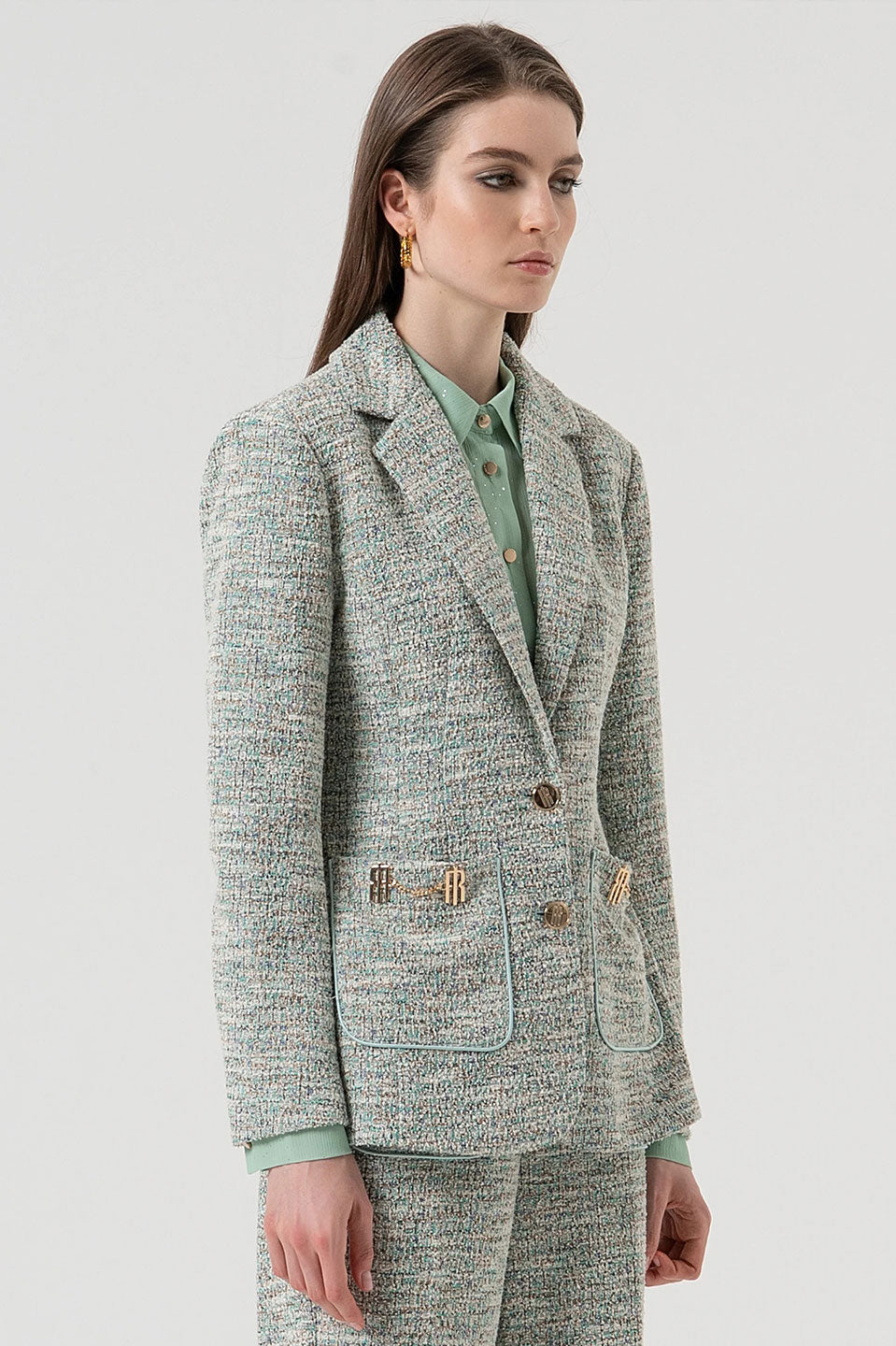 Γυναικείο σακάκι με δομή πράσινο Fracomina
