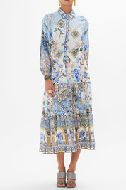 Midi φόρεμα με κουμπιά εμριμέ 00034431-ALMANPALCamilla