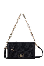 Γυναικεία Τσάντα ανάγλυφη με αλυσίδα μαύρη Rinascimento