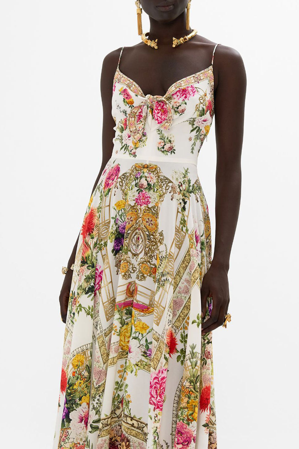 Γυναικείο Midi φόρεμα με δέσιμο εμριμέ 00034436-EGYPROSE Camilla