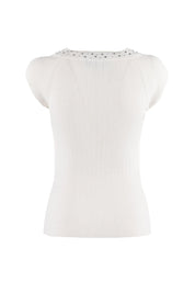 Γυναικείο Κοντομάνικο τοπ με πέτρες εκρού Nenette