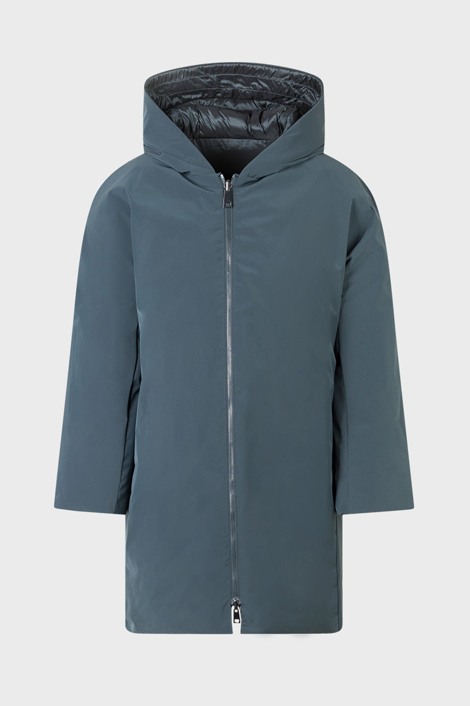 Γυναικείο πανωφόρι με κουκούλα και φερμουάρ πράσινο Sandro Ferrone