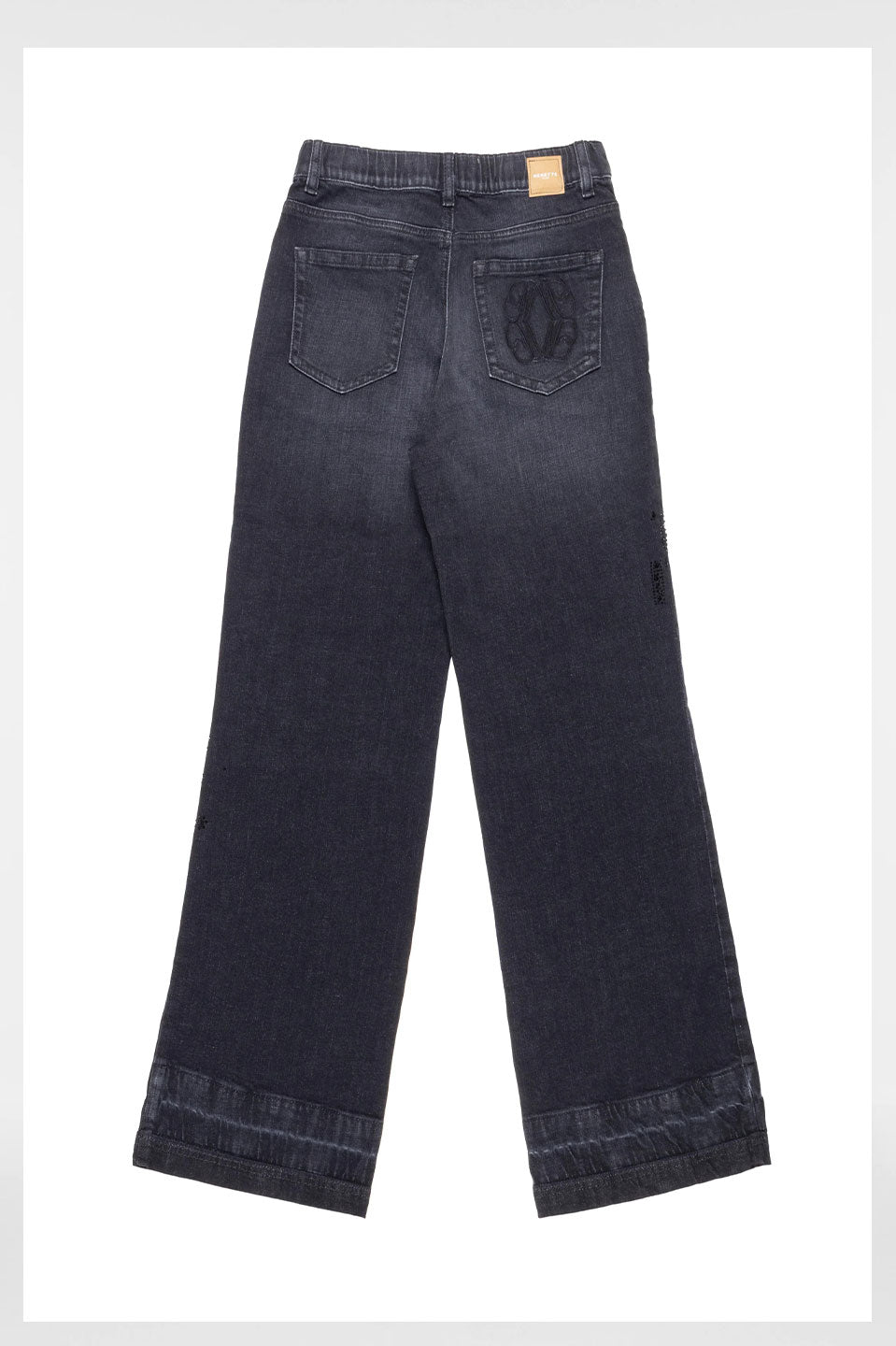 Γυναικείο παντελόνι τζιν με στρας και κέντημα μαύρο Nenette