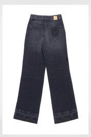 Γυναικείο παντελόνι τζιν με στρας και κέντημα μαύρο Nenette