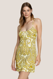 Γυναικείο Φόρεμα με pattern λαδί-λευκό 4Giveness