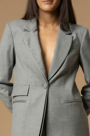 Γυναικείο σακάκι με διπλές λεπτομέρειες γκρι Kocca