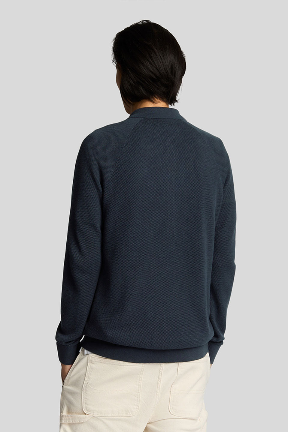 Ανδρικό Μακρυμάνικο πλεκτό πουκάμισο σκούρο μπλε Lyle & Scott