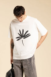 Ανδρική Κοντομάνικη μπλούζα σε φαρδιά γραμμή με στάμπα λευκή I'M BRIAN