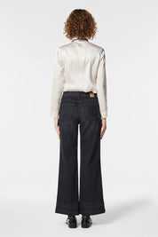 Γυναικείο παντελόνι τζιν με στρας και κέντημα μαύρο Nenette