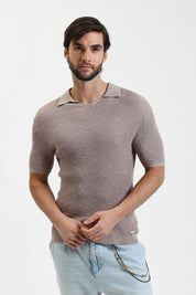 Ανδρική Κοντομάνικη μπλούζα πλεκτή μπεζ Gianni Lupo