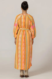 Γυναικείο ζακάρ φόρεμα με κέντημα και ζώνη Miss June