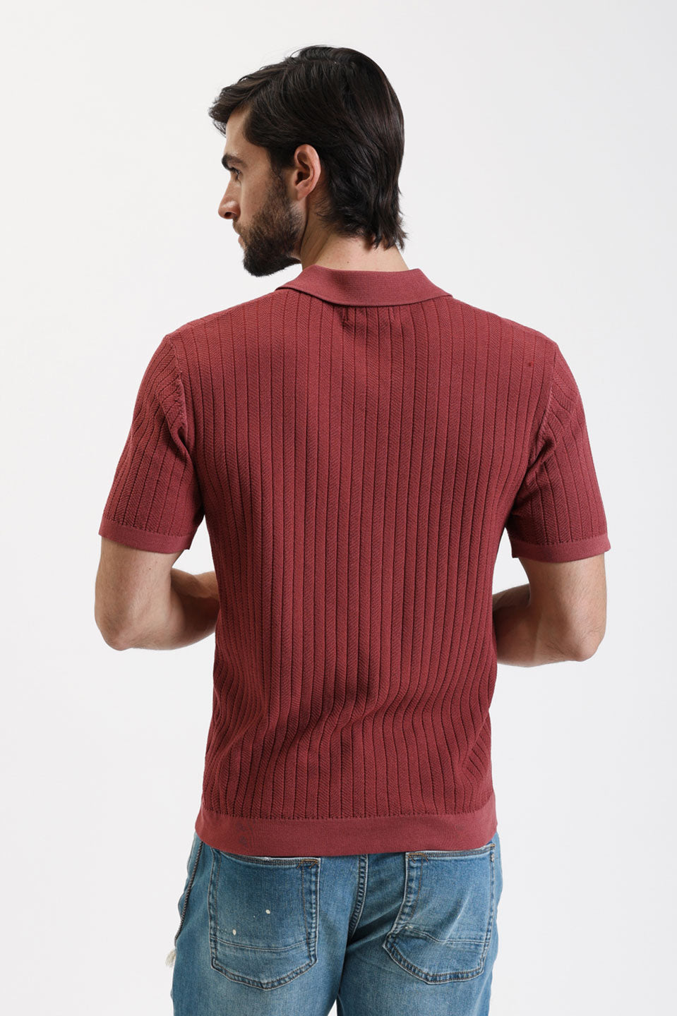 Ανδρική Κοντομάνικη μπλούζα πλεκτή μπορντό Gianni Lupo