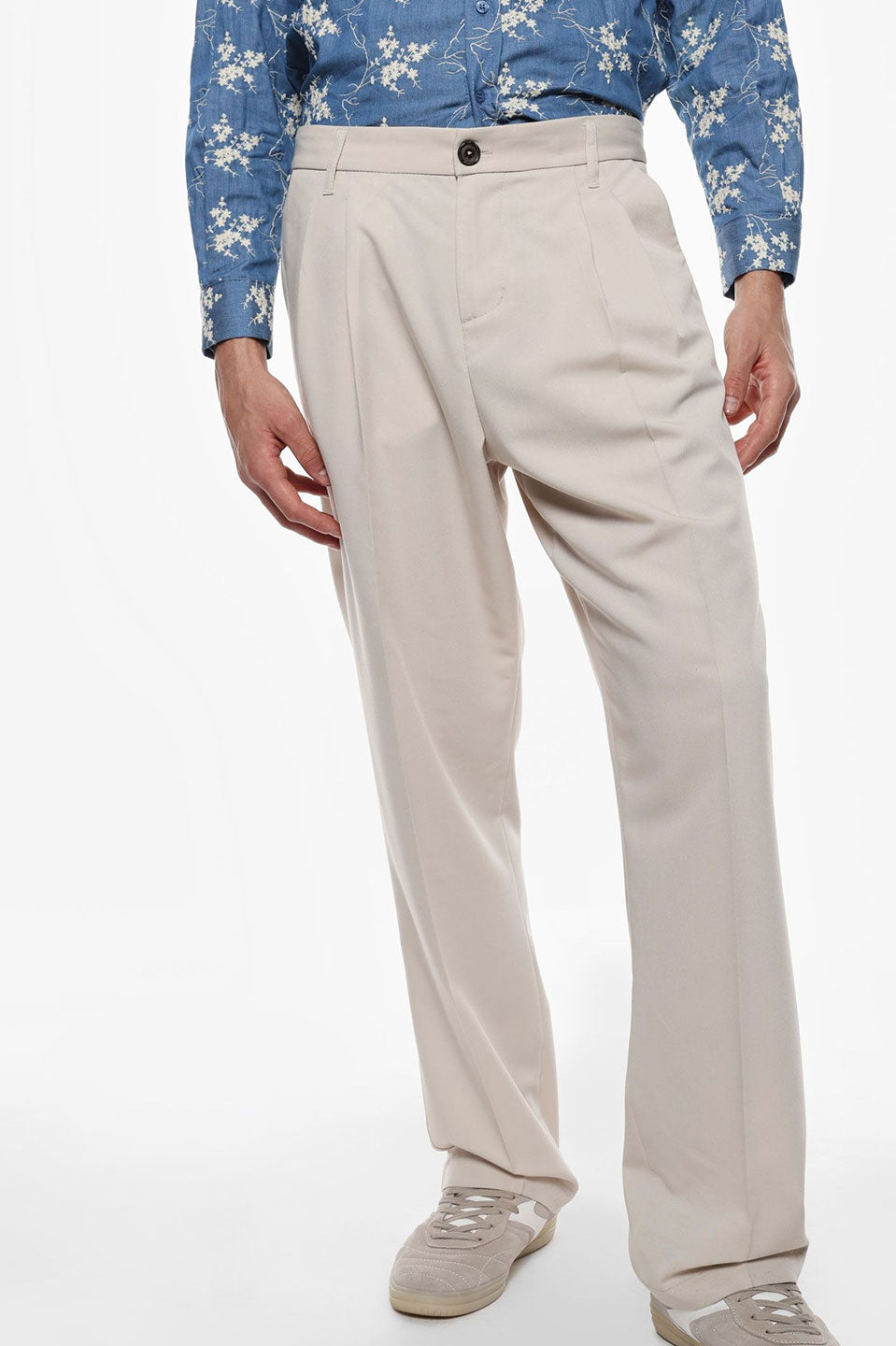 Ανδρικό παντελόνι με τσάκιση μπεζ IMPERIAL MAN