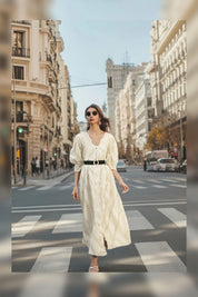 Γυναικείο φόρεμα με κουμπιά και ζώνη Be Sunset