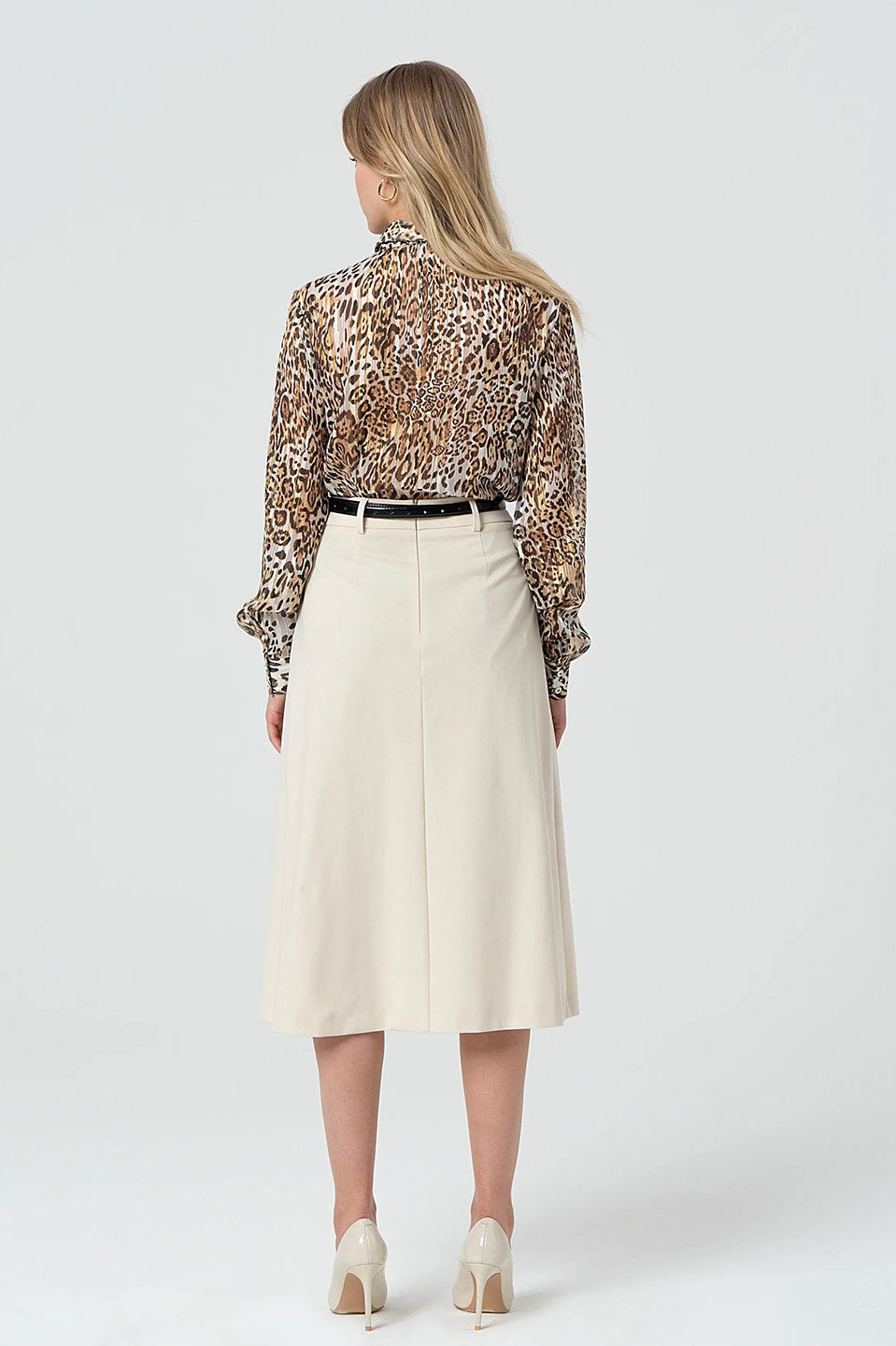 Γυναικεία φούστα midi με πιέτες μπεζ Fracomina