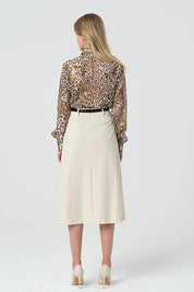 Γυναικεία φούστα midi με πιέτες μπεζ Fracomina