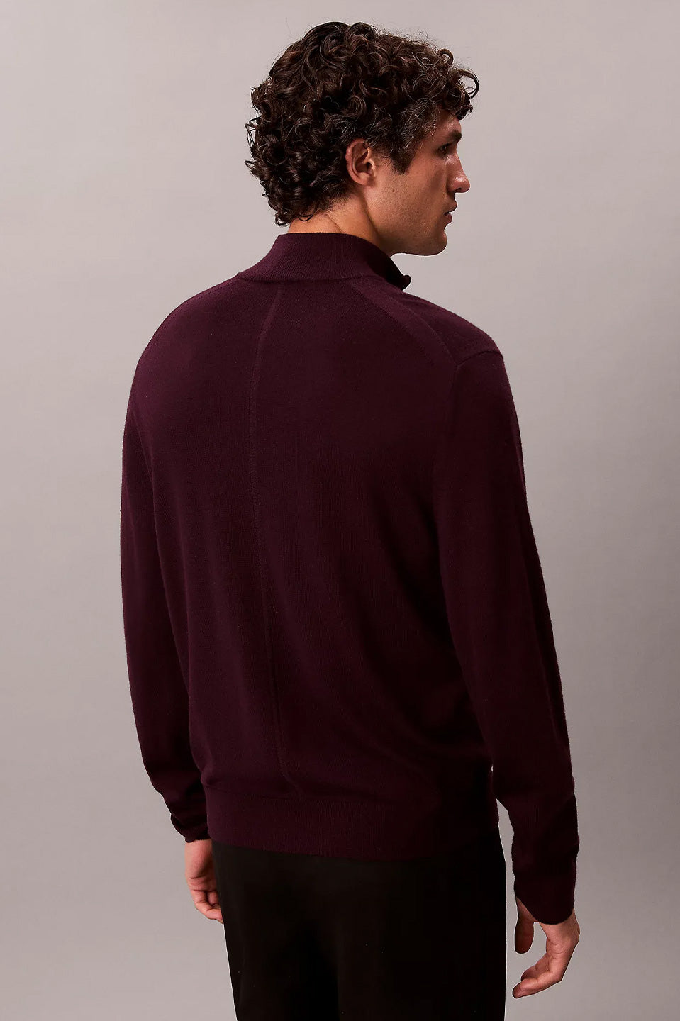 Ανδρική μπλούζα πλεκτή με φερμουάρ 100% merino wool Calvin Klein - LV04LD318GGR9