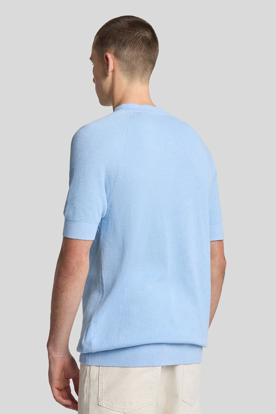 Ανδρική Κοντομάνικη πλεκτή μπλούζα γαλάζια Lyle & Scott