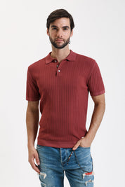 Ανδρική Κοντομάνικη μπλούζα πλεκτή μπορντό Gianni Lupo