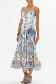 Γυναικείο Midi φόρεμα με δέσιμο εμριμέ 00031704-ALMANPAL Camilla