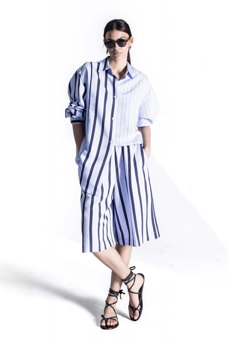 Γυναικείa Βερμούδα ριγέ μπλε Sandro Ferrone