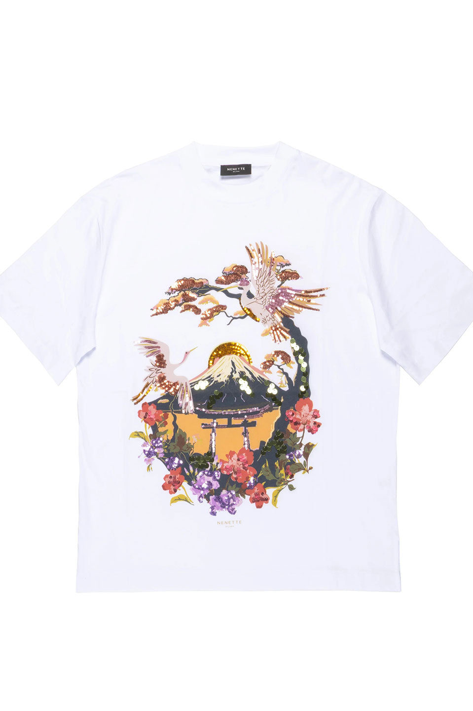 Γυναικεία μπλούζα T-shirt με στάμπα λευκή Nenette
