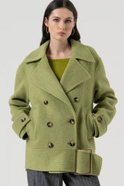 Γυναικείο πανωφόρι σε φαρδιά γραμμή πράσινο Fracomina